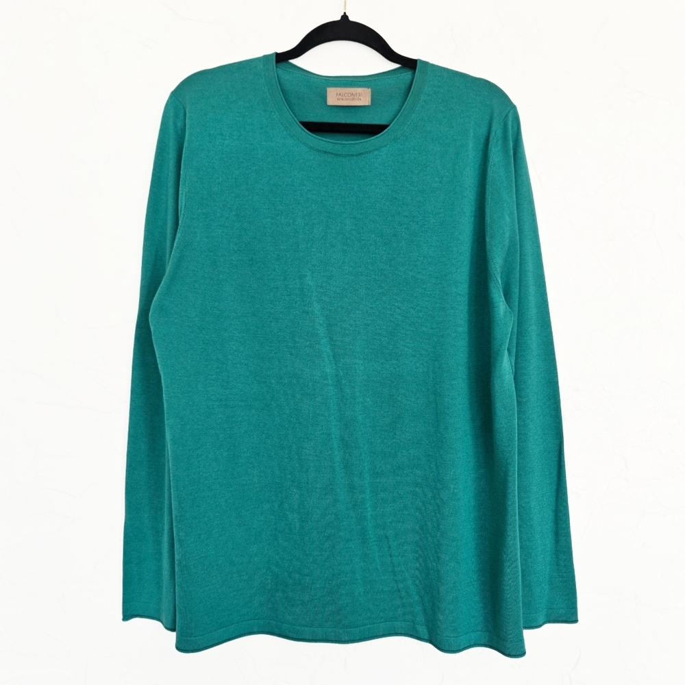 Falconeri Seta Silk Collection Knit Slinky Green Light Sweater, M